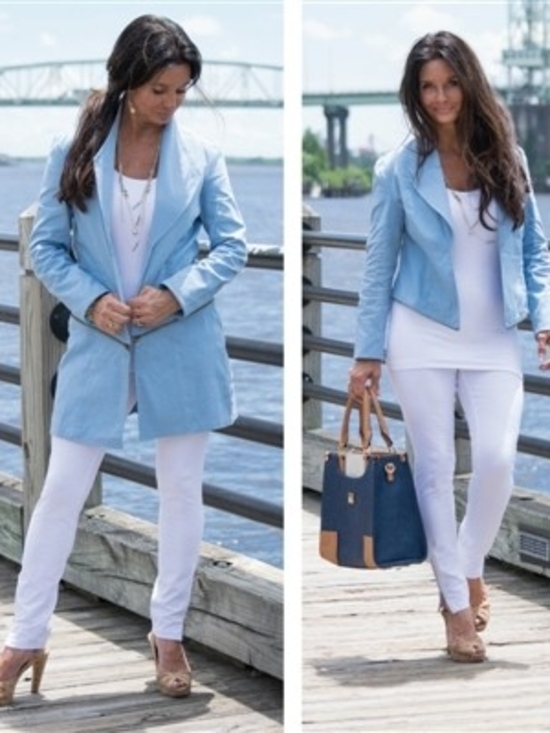 Simply Noelle Jackets & Blazers - Simply Noelle Light Blue Two In One Zippered Blazer Jacket